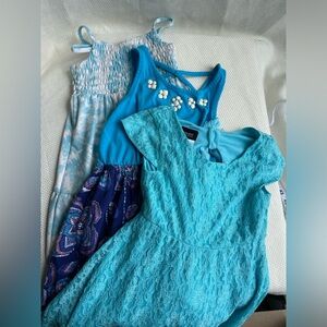 Lot of 3 Girls Blue Sun Dresses size 6
